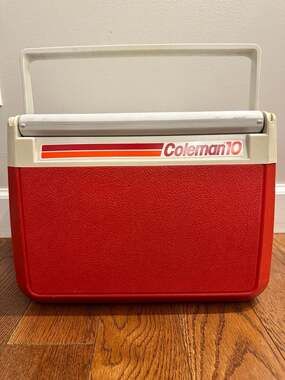 Vintage Coleman 10 Personal Cooler Red and White